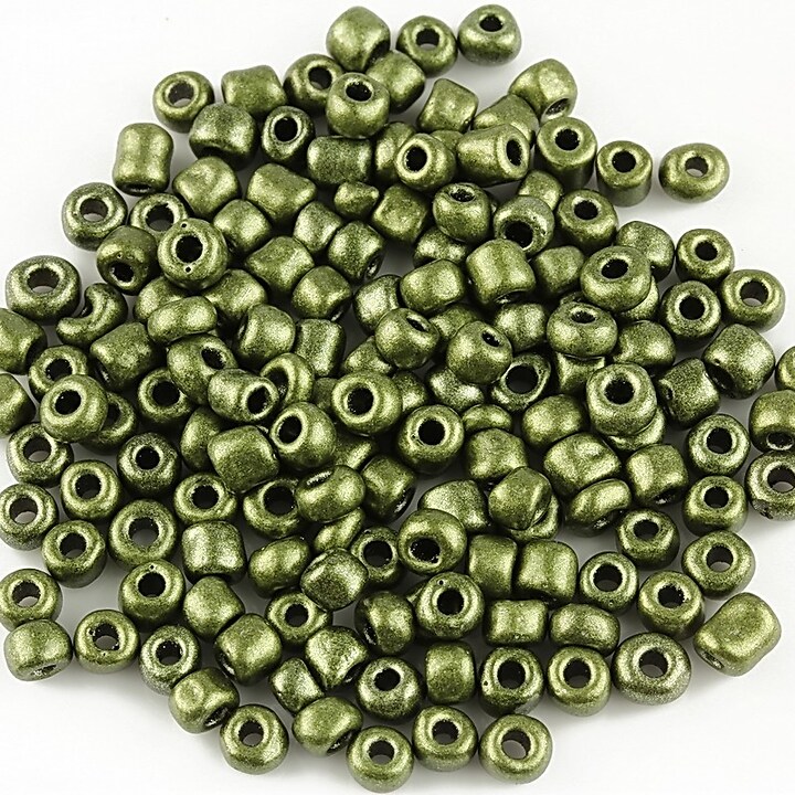 Margele de nisip 4mm cu efect frosted (50g) - cod 383 - verde kaki