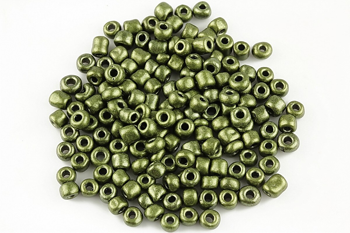 Margele de nisip 4mm cu efect frosted (50g) - cod 383 - verde kaki