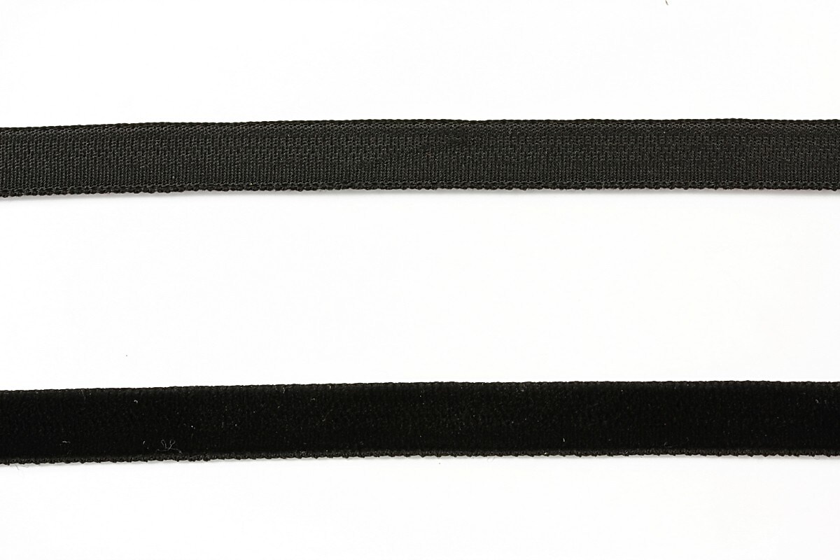 Panglica aspect catifea negru, latime 1cm (1m)