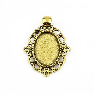 Baza cabochon auriu antichizat 32x24mm, interior 18x13mm
