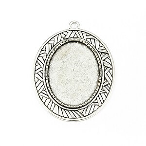 Baza cabochon argintiu antichizat 54x40mm, interior 35x25mm