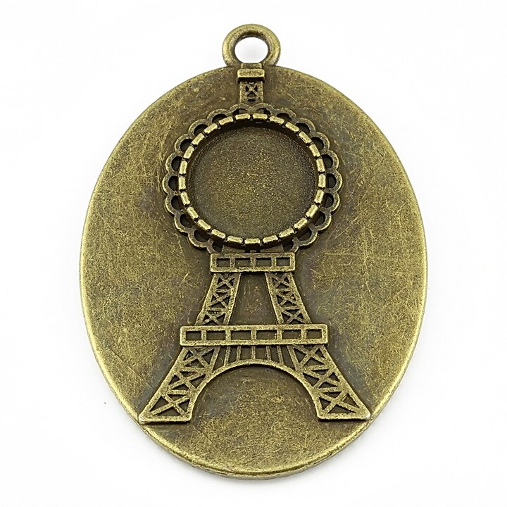 Baza cabochon turnul Eiffel bronz 46x32mm, interior 40x30mm