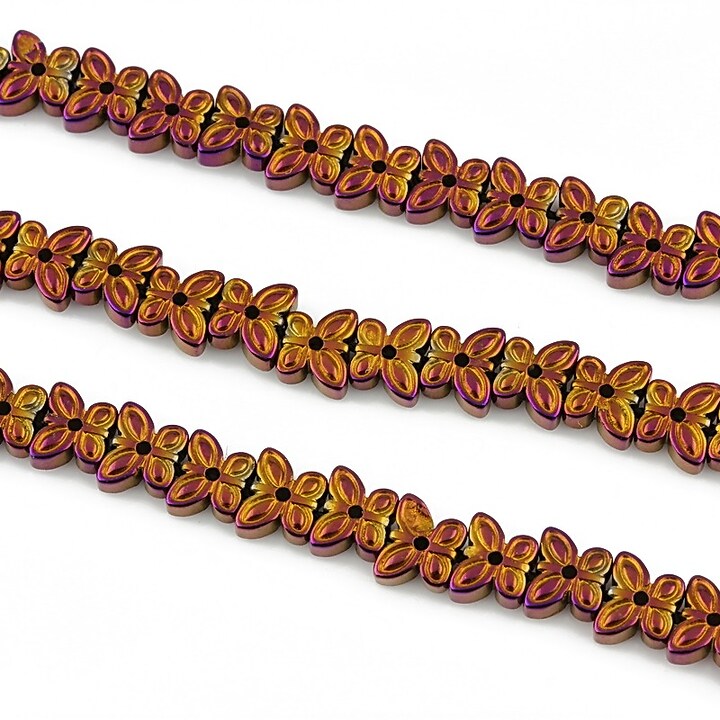 Hematit electroplacat fluture 5x6x2mm - roz portocaliu