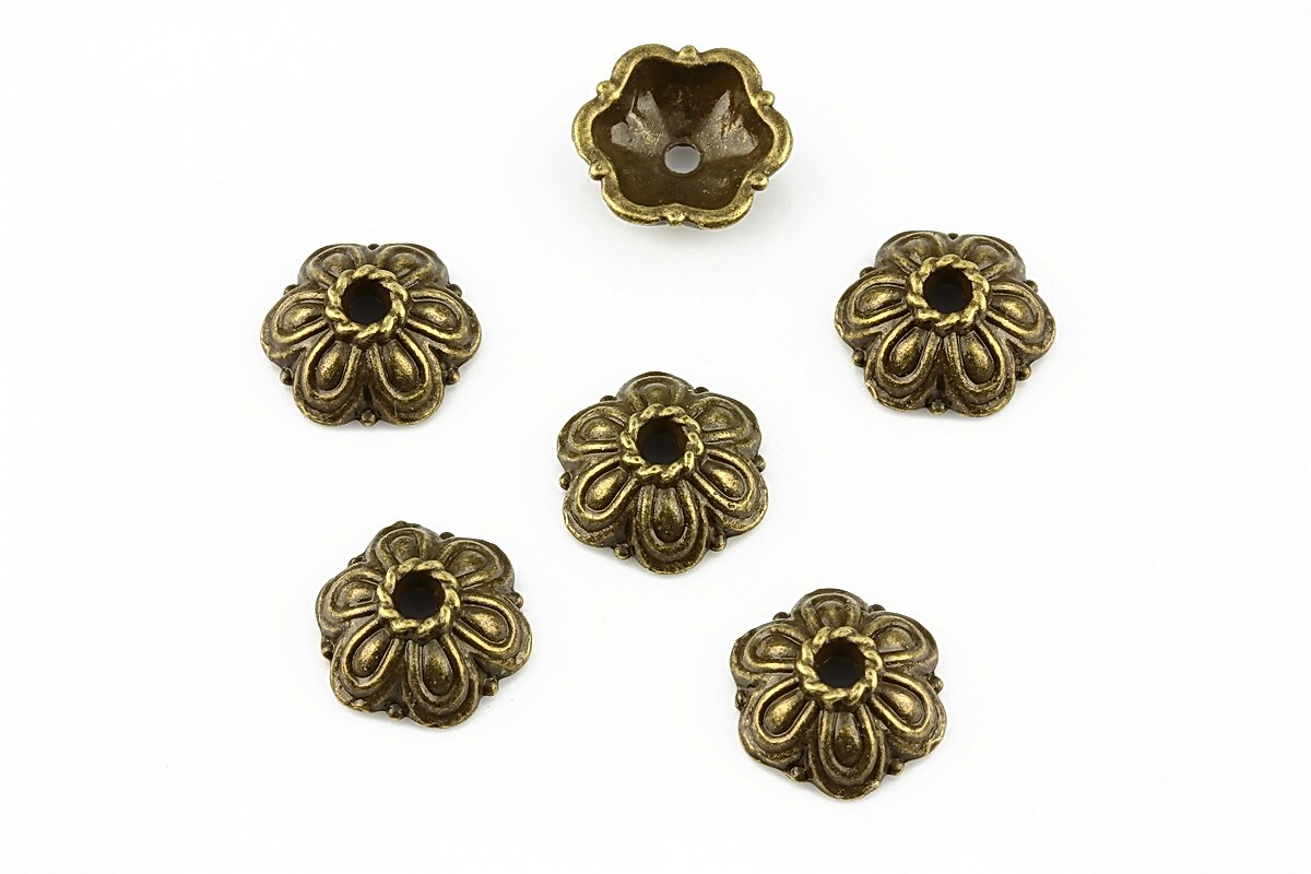 Capacele margele bronz floare 11x4mm