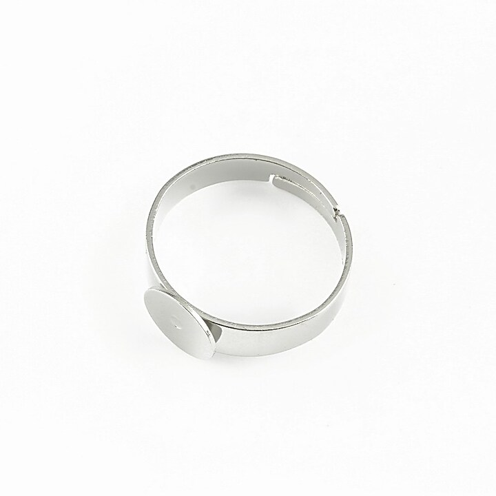 Baza de inel argintiu inchis, reglabila, cu platou 8mm
