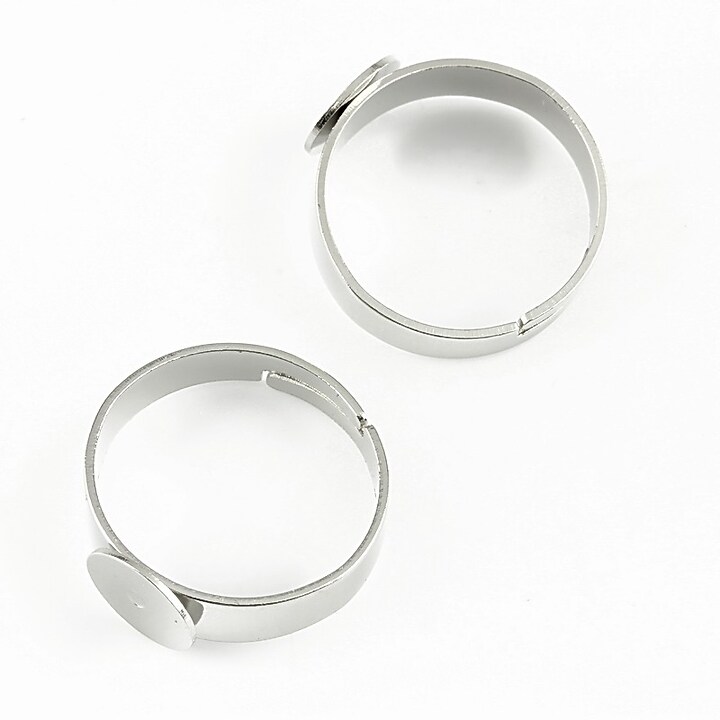 Baza de inel argintiu inchis, reglabila, cu platou 8mm