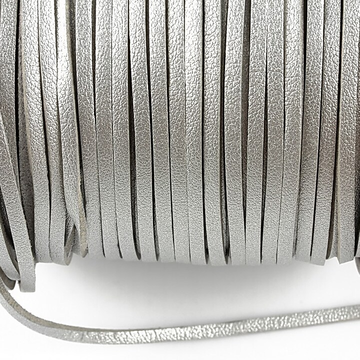 Snur faux suede latime 3mm (5m) - argintiu cu efect de piele
