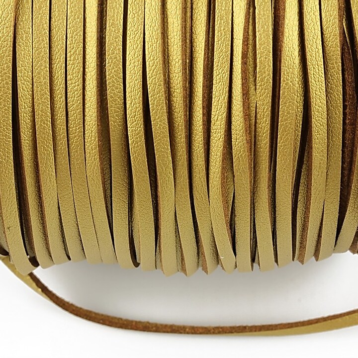 Snur faux suede latime 3mm (5m) - auriu cu efect de piele