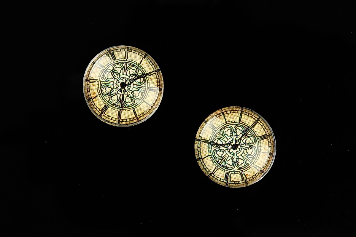 Cabochon sticla 16mm "Old Clock" cod 625