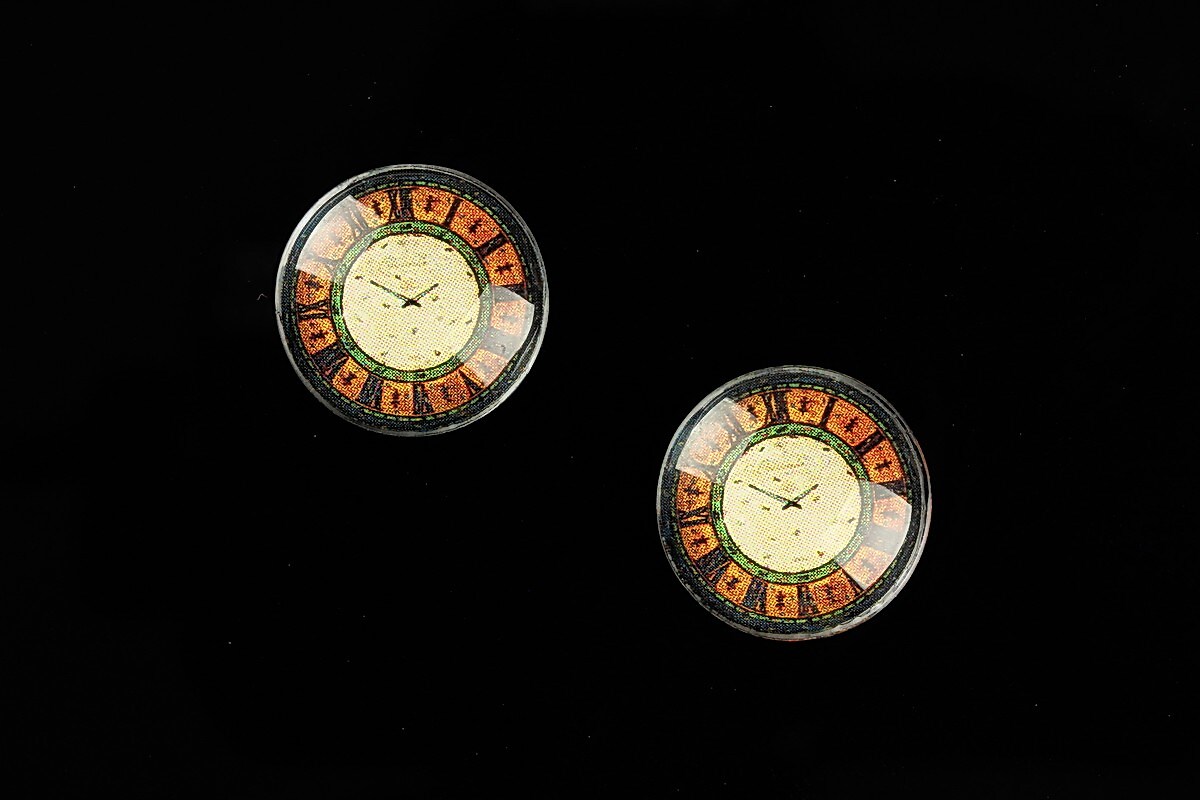 Cabochon sticla 16mm "Old Clock" cod 626