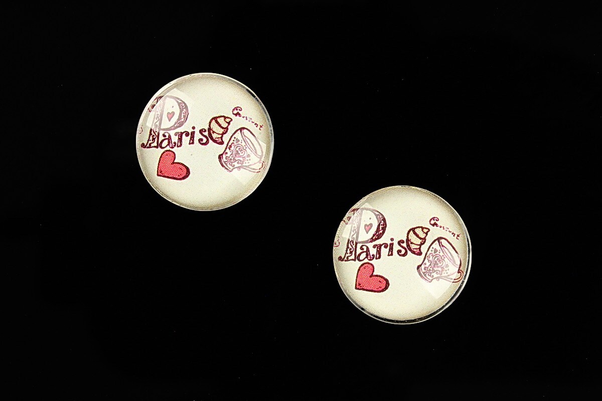 Cabochon sticla 16mm "Vintage Paris" cod 632