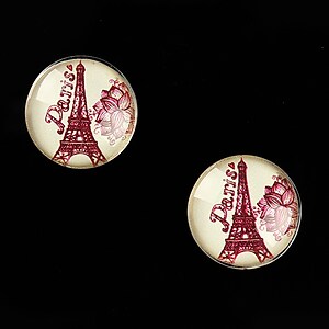 Cabochon sticla 16mm "Vintage Paris" cod 633