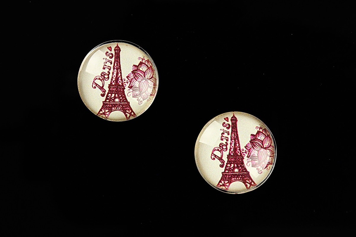 Cabochon sticla 16mm "Vintage Paris" cod 633