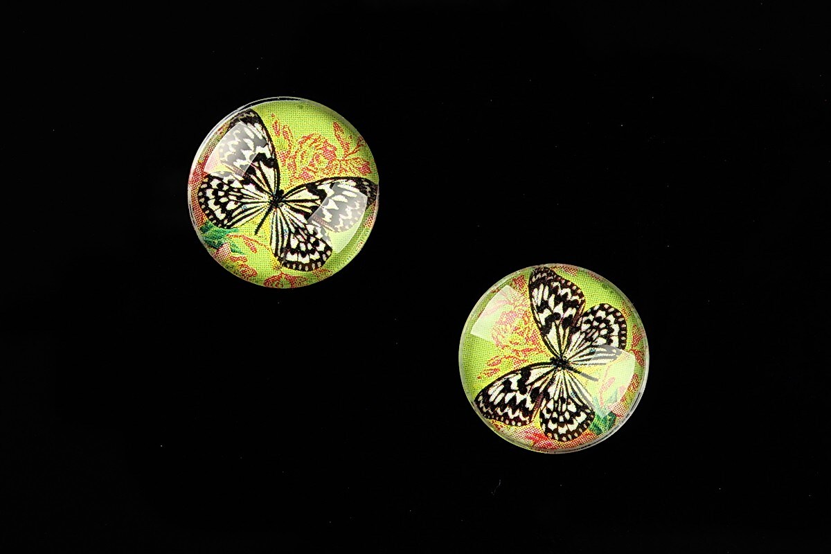 Cabochon sticla 16mm "Amazing Butterfly" cod 641