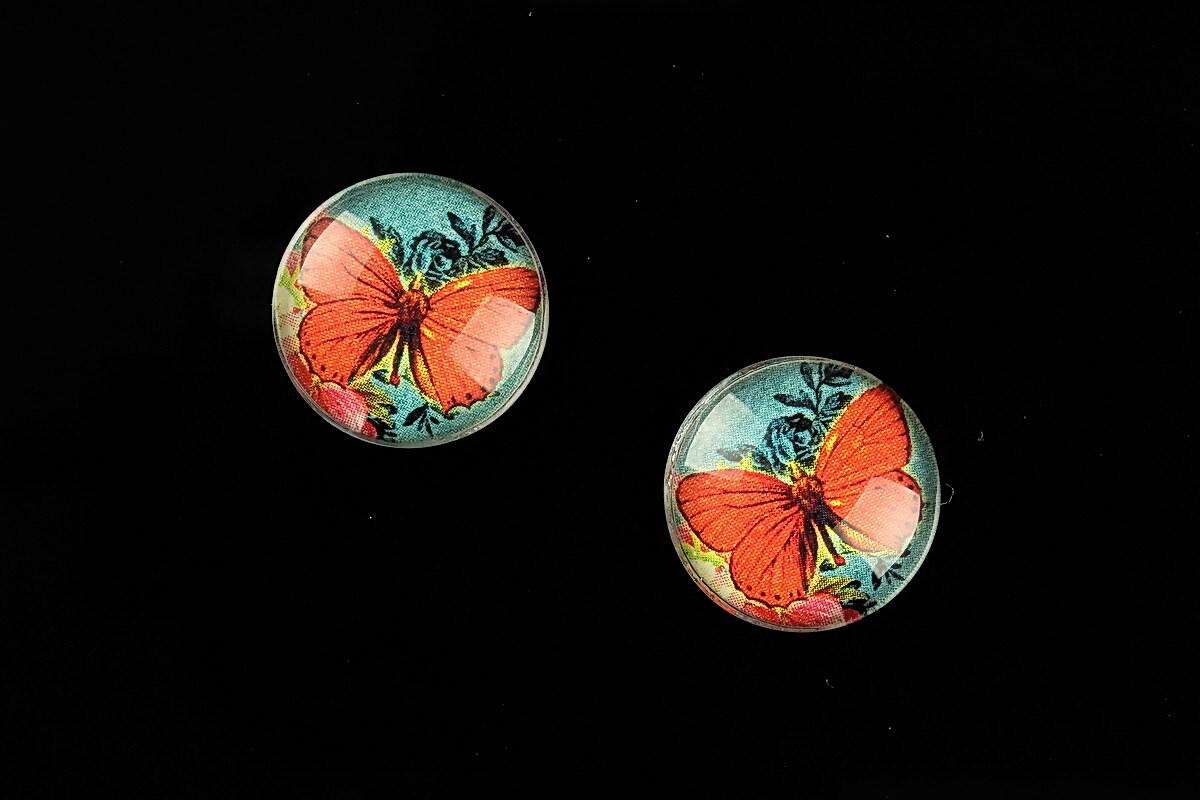 Cabochon sticla 16mm "Amazing Butterfly" cod 643