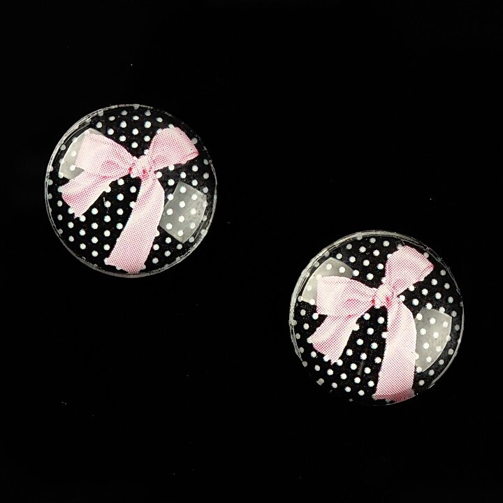 Cabochon sticla 16mm "Pink Chic" cod 646