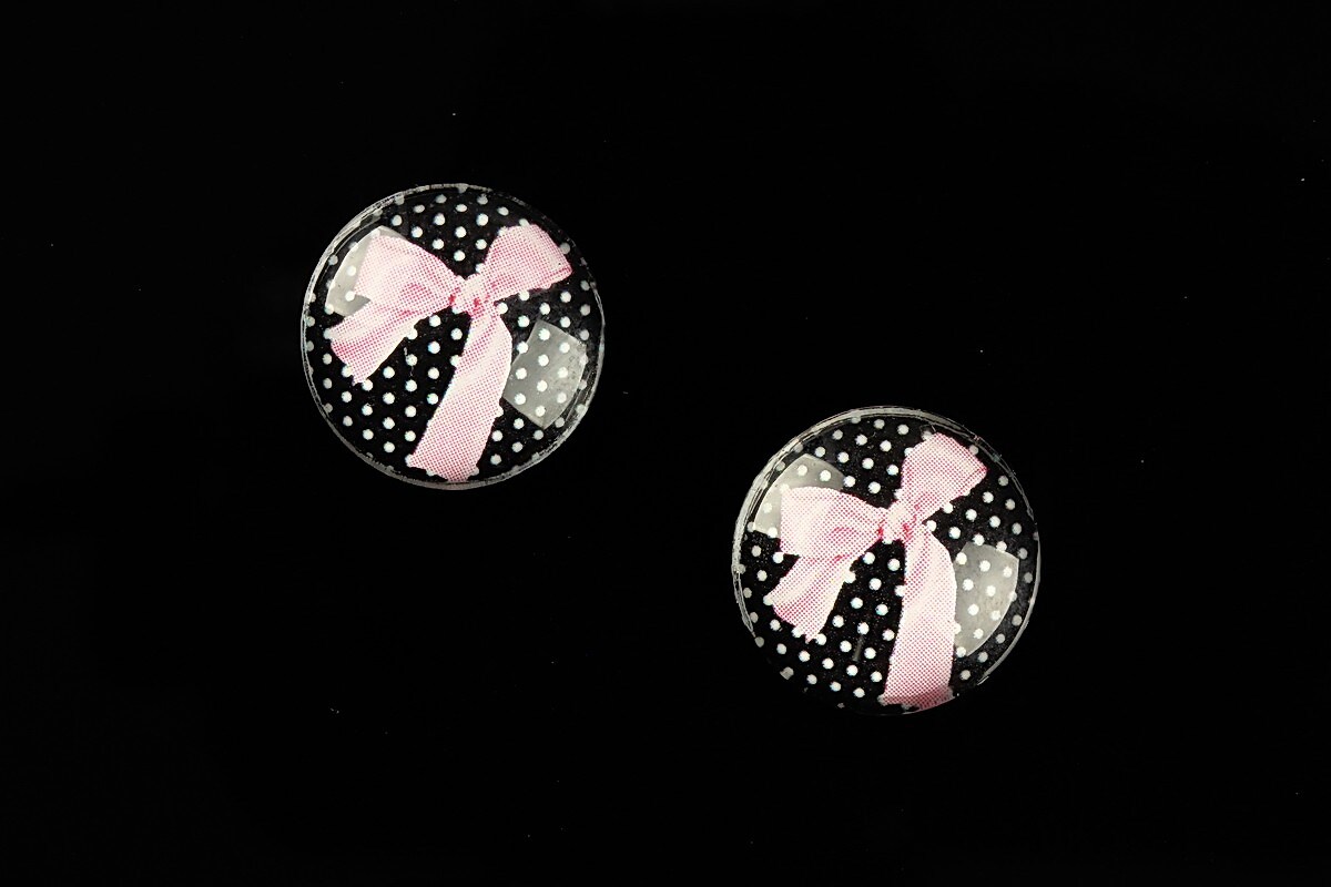 Cabochon sticla 16mm "Pink Chic" cod 646