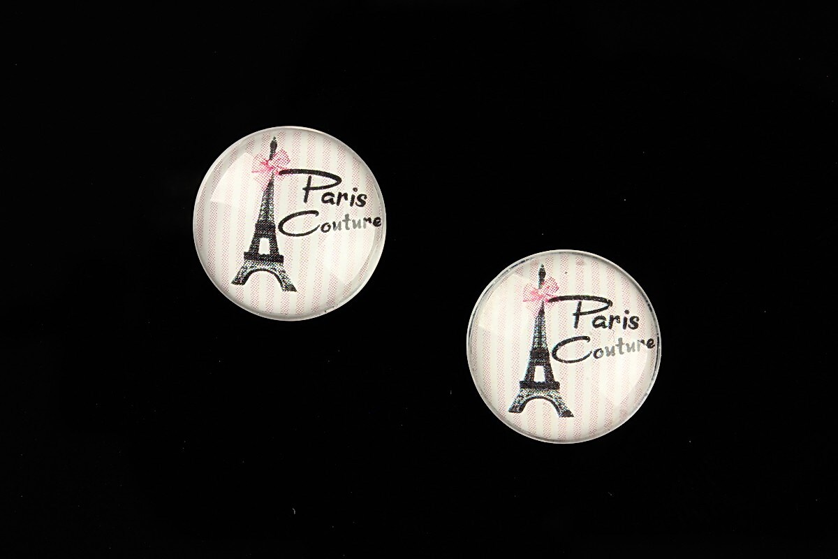 Cabochon sticla 16mm "Pink Chic" cod 647