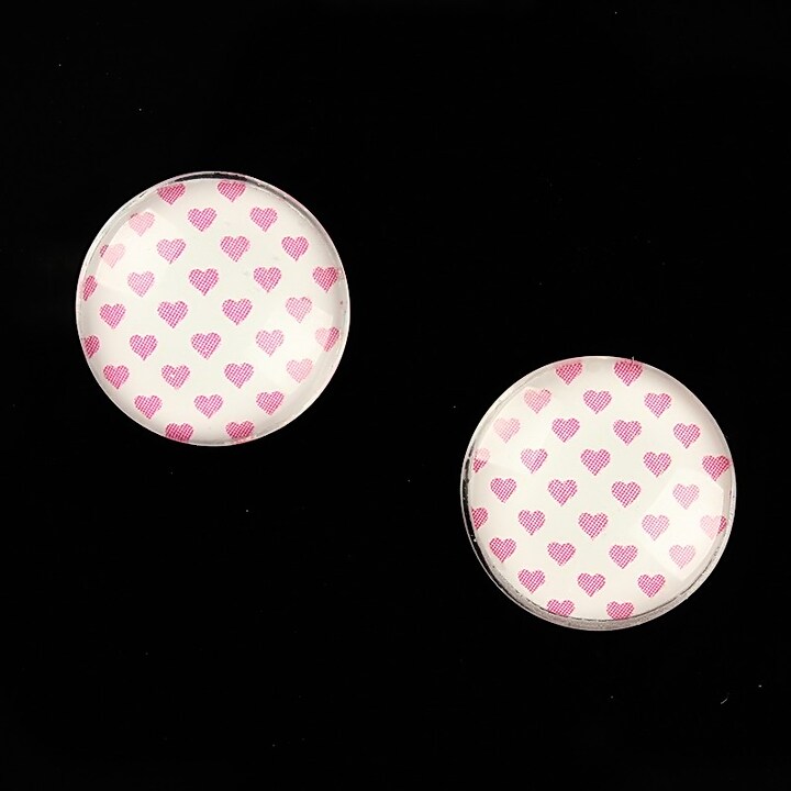 Cabochon sticla 16mm "Pink Chic" cod 650