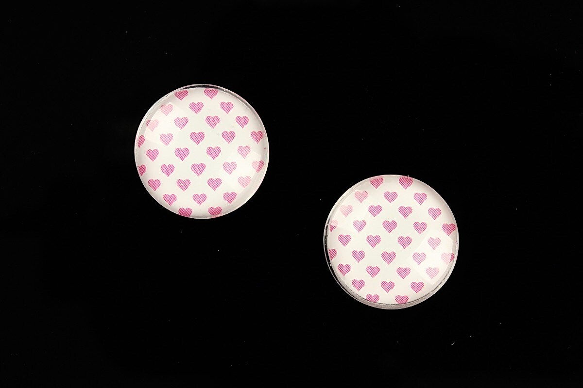 Cabochon sticla 16mm "Pink Chic" cod 650