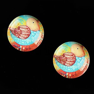 Cabochon sticla 18mm "Little Birdie" cod 659