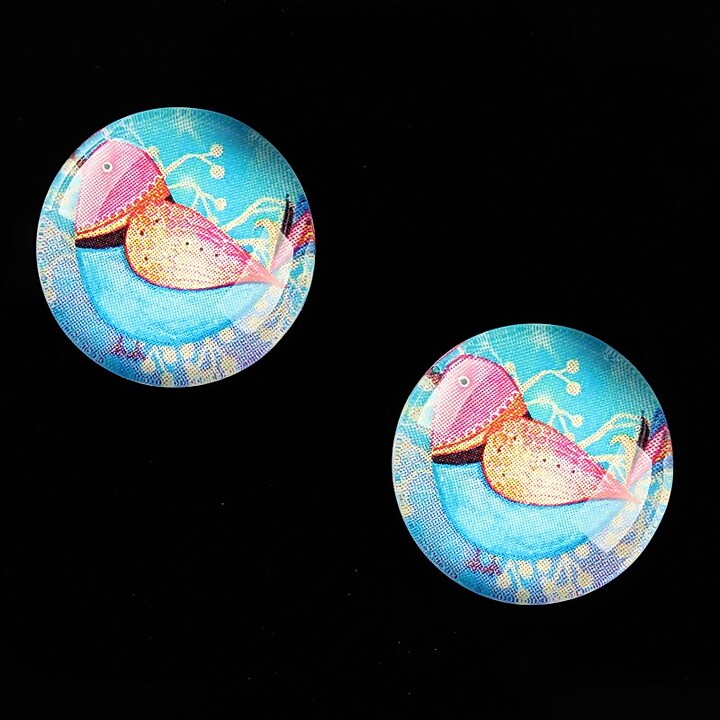 Cabochon sticla 18mm "Little Birdie" cod 660