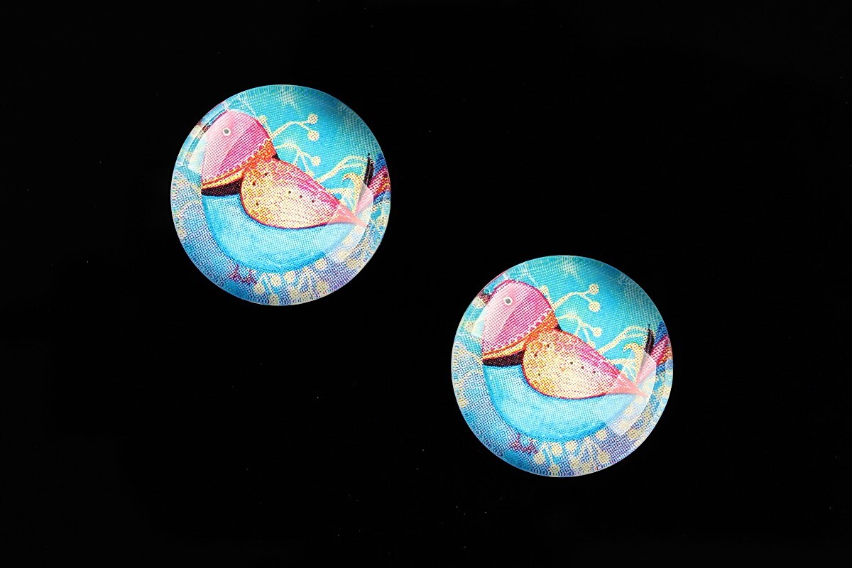 Cabochon sticla 18mm "Little Birdie" cod 660