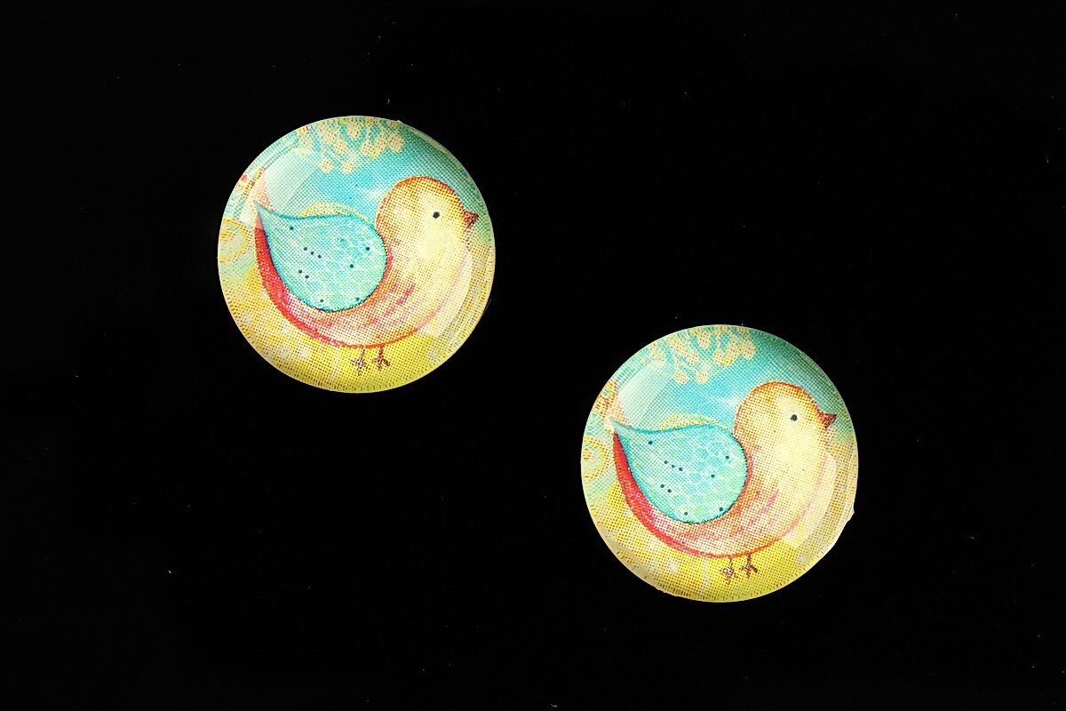 Cabochon sticla 18mm "Little Birdie" cod 661