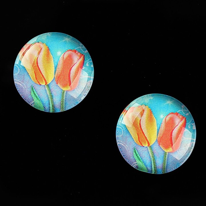 Cabochon sticla 18mm "Spring Flowers" cod 662