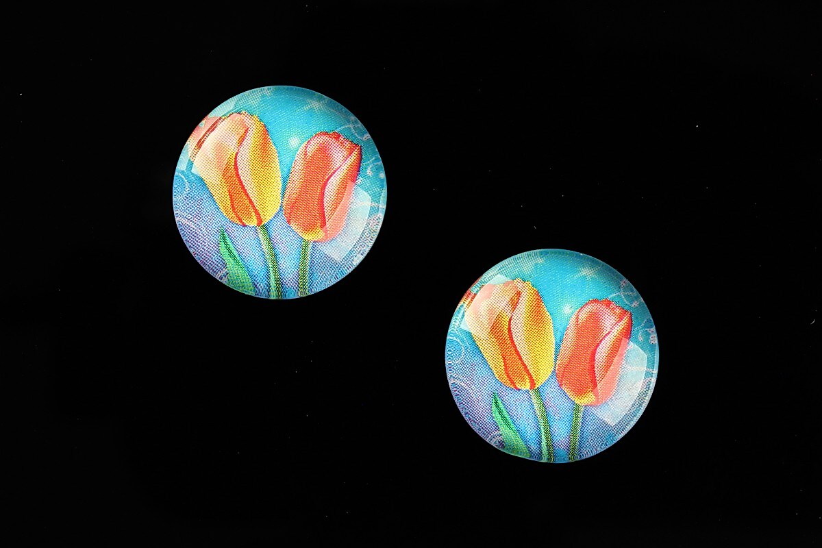 Cabochon sticla 18mm "Spring Flowers" cod 662