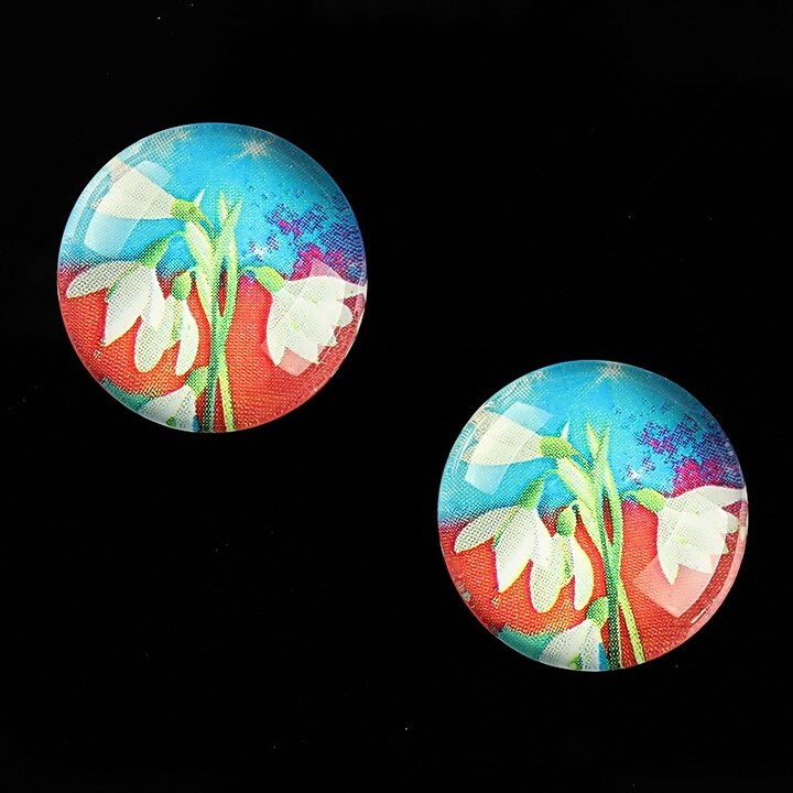 Cabochon sticla 18mm "Spring Flowers" cod 663