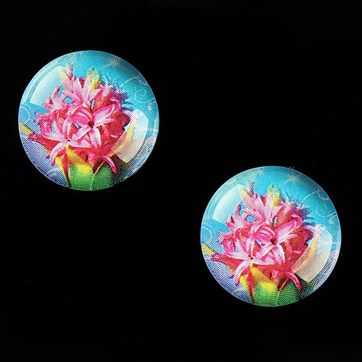 Cabochon sticla 18mm "Spring Flowers" cod 664