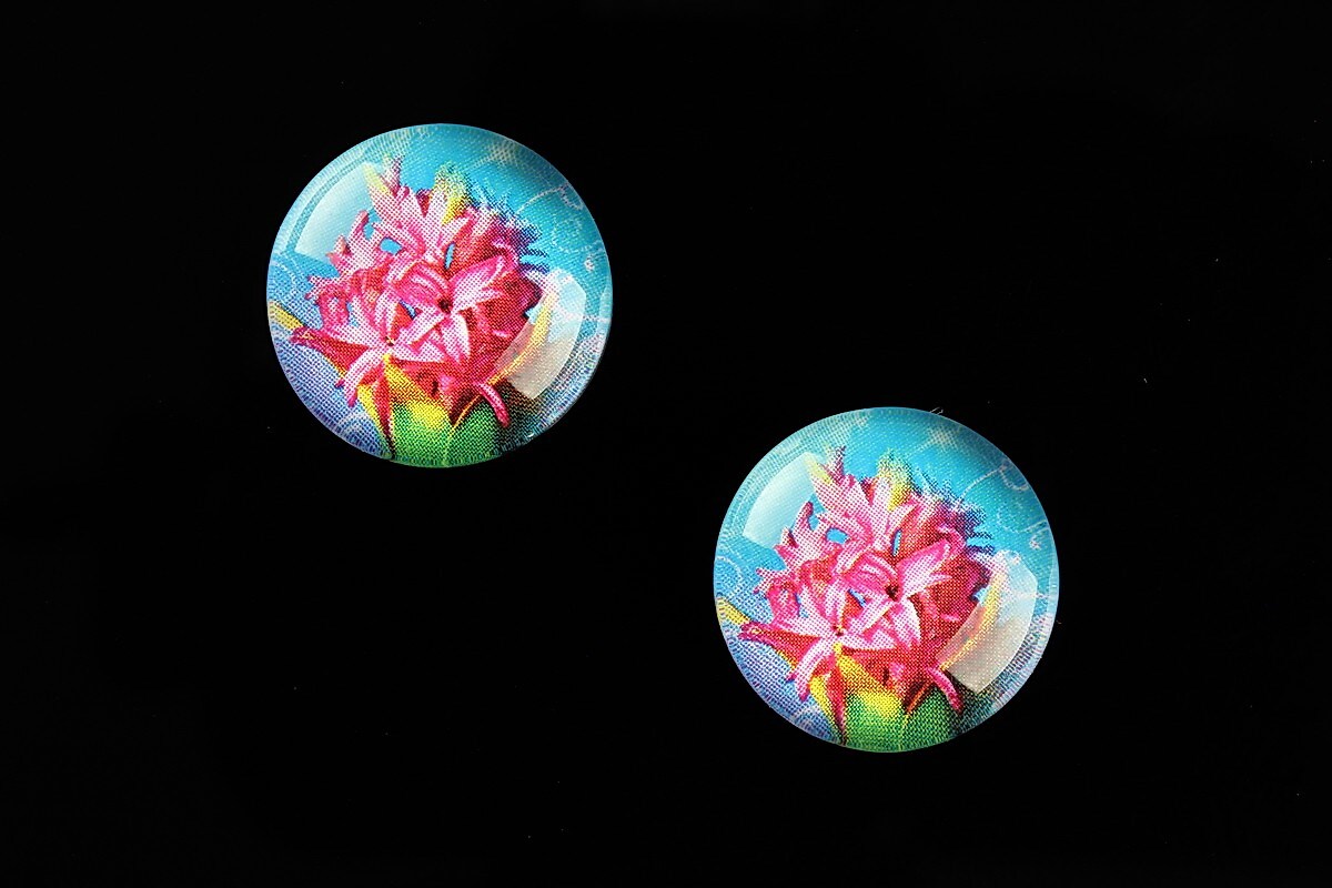 Cabochon sticla 18mm "Spring Flowers" cod 664