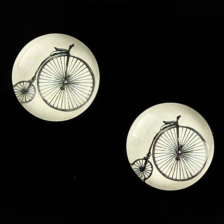 Cabochon sticla 18mm "Vintage Bicycle" cod 672