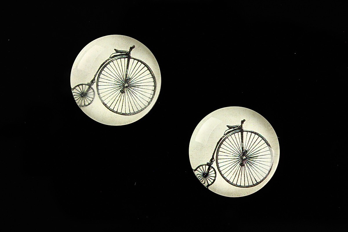 Cabochon sticla 18mm "Vintage Bicycle" cod 672