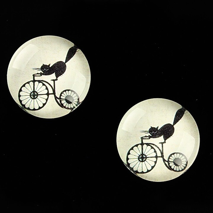 Cabochon sticla 18mm "Vintage Bicycle" cod 673