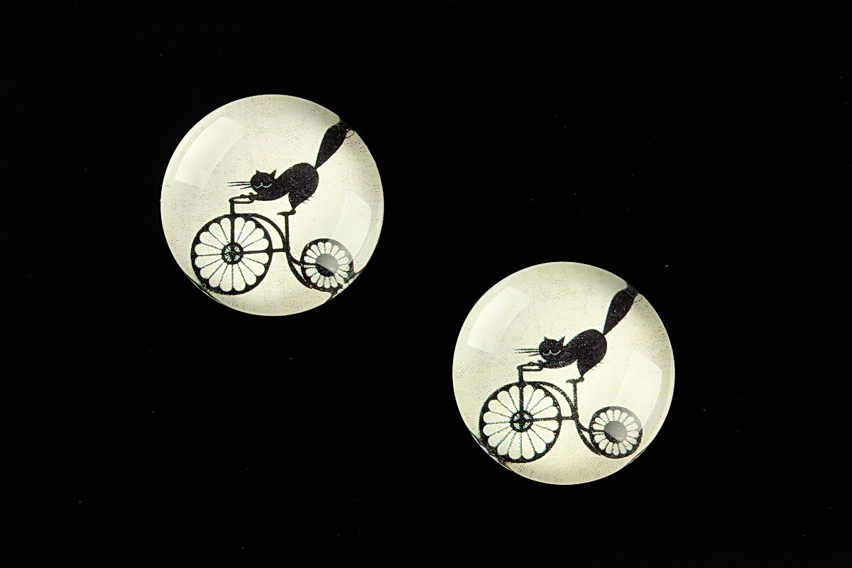 Cabochon sticla 18mm "Vintage Bicycle" cod 673