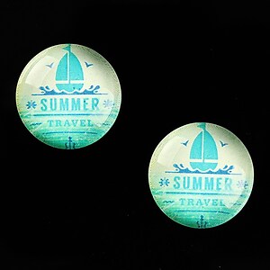 Cabochon sticla 18mm "Summer Love" cod 676