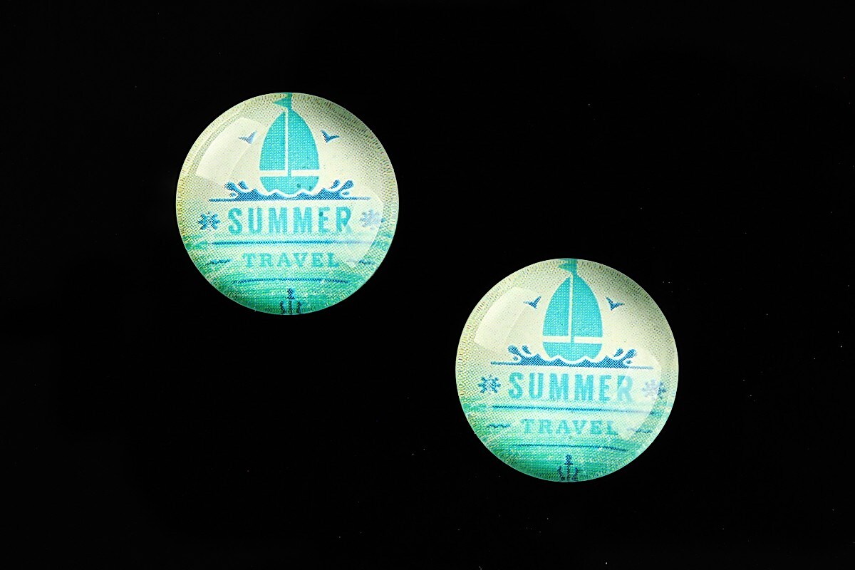 Cabochon sticla 18mm "Summer Love" cod 676