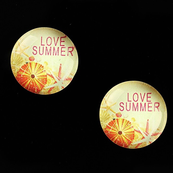 Cabochon sticla 18mm "Summer Love" cod 677