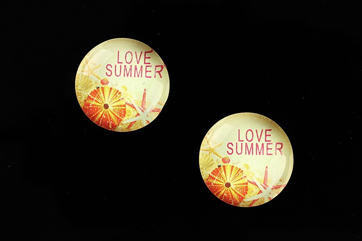 Cabochon sticla 18mm "Summer Love" cod 677