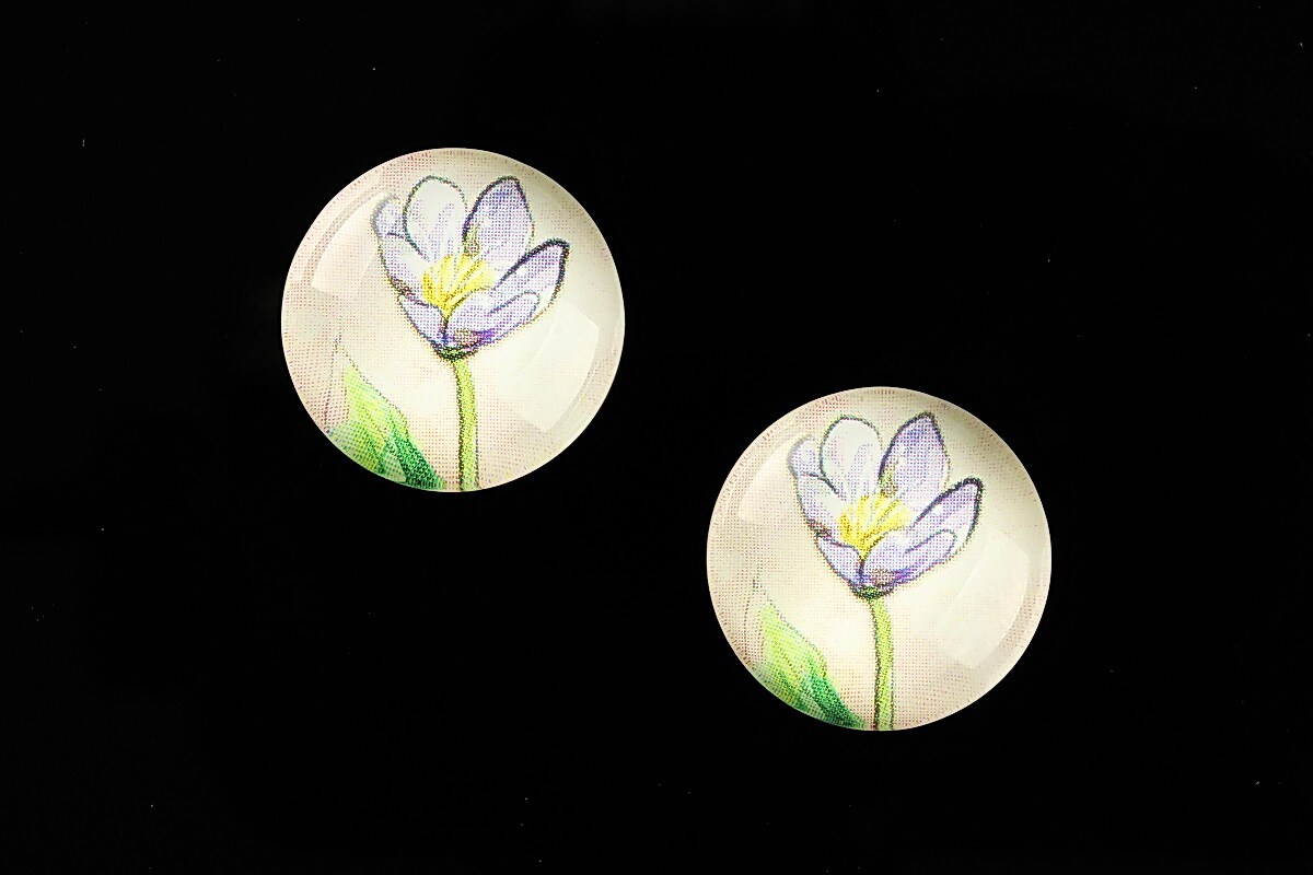 Cabochon sticla 18mm "Delicate Flower" cod 679