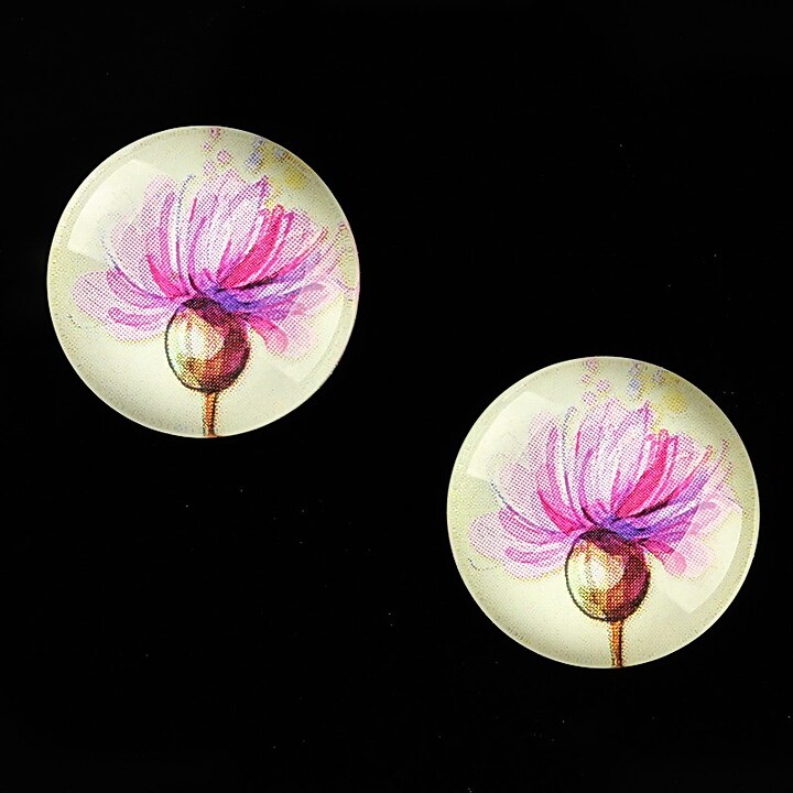 Cabochon sticla 18mm "Delicate Flower" cod 680