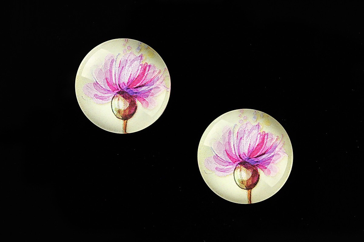 Cabochon sticla 18mm "Delicate Flower" cod 680