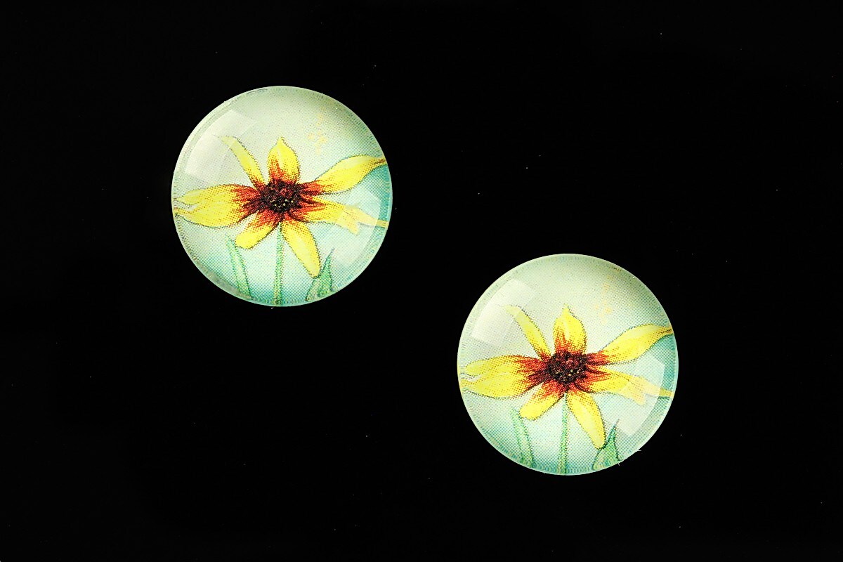 Cabochon sticla 18mm "Delicate Flower" cod 684