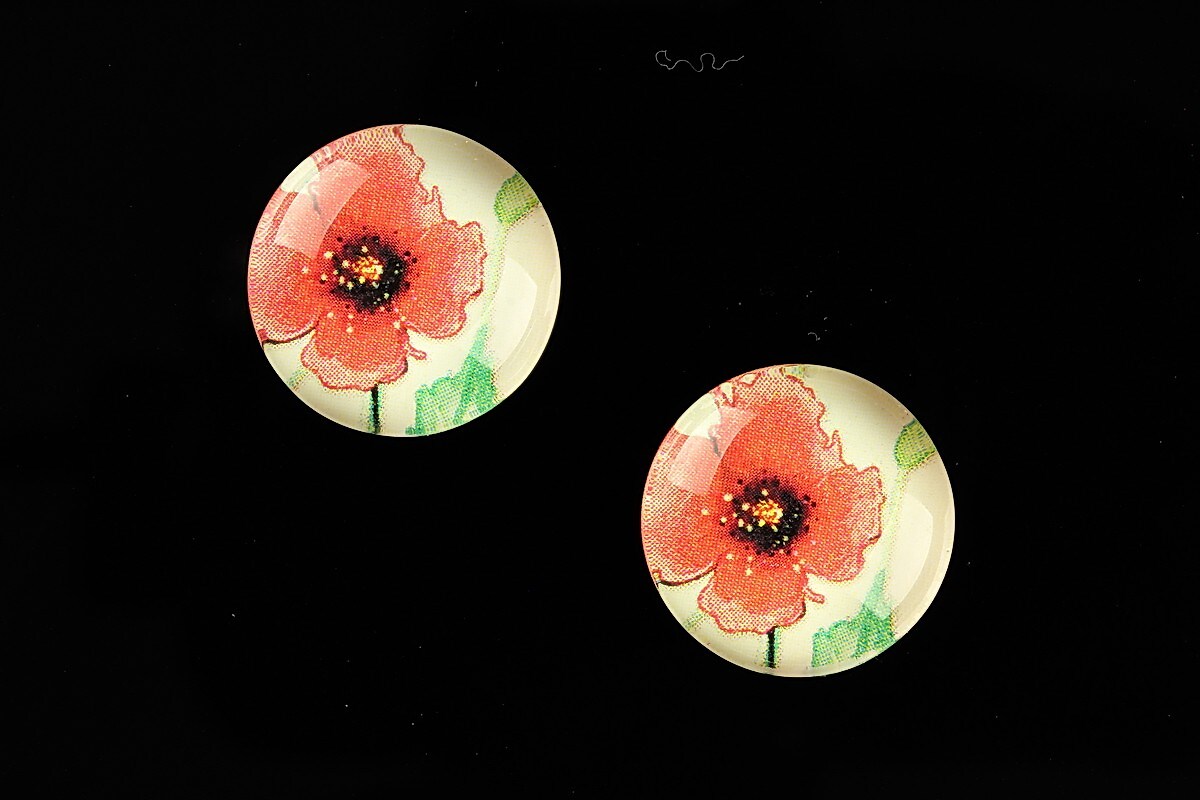 Cabochon sticla 18mm "Delicate Flower" cod 685