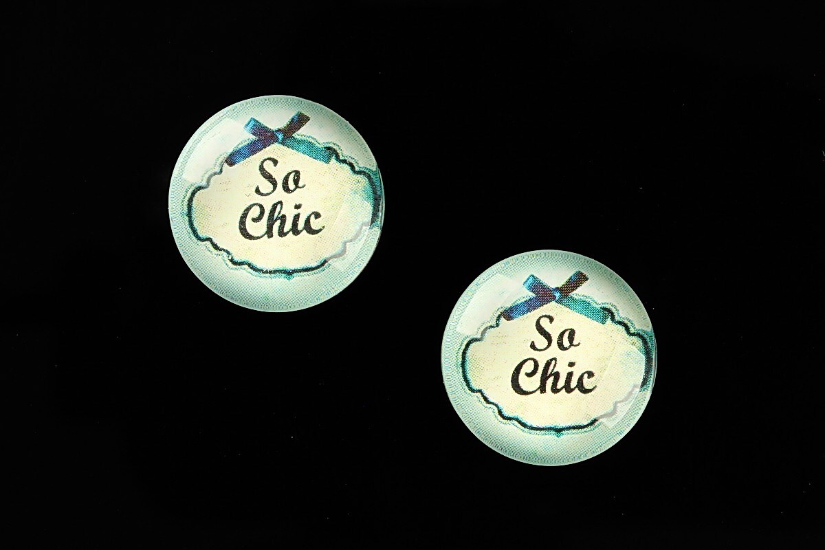 Cabochon sticla 18mm "Blue Chic" cod 686