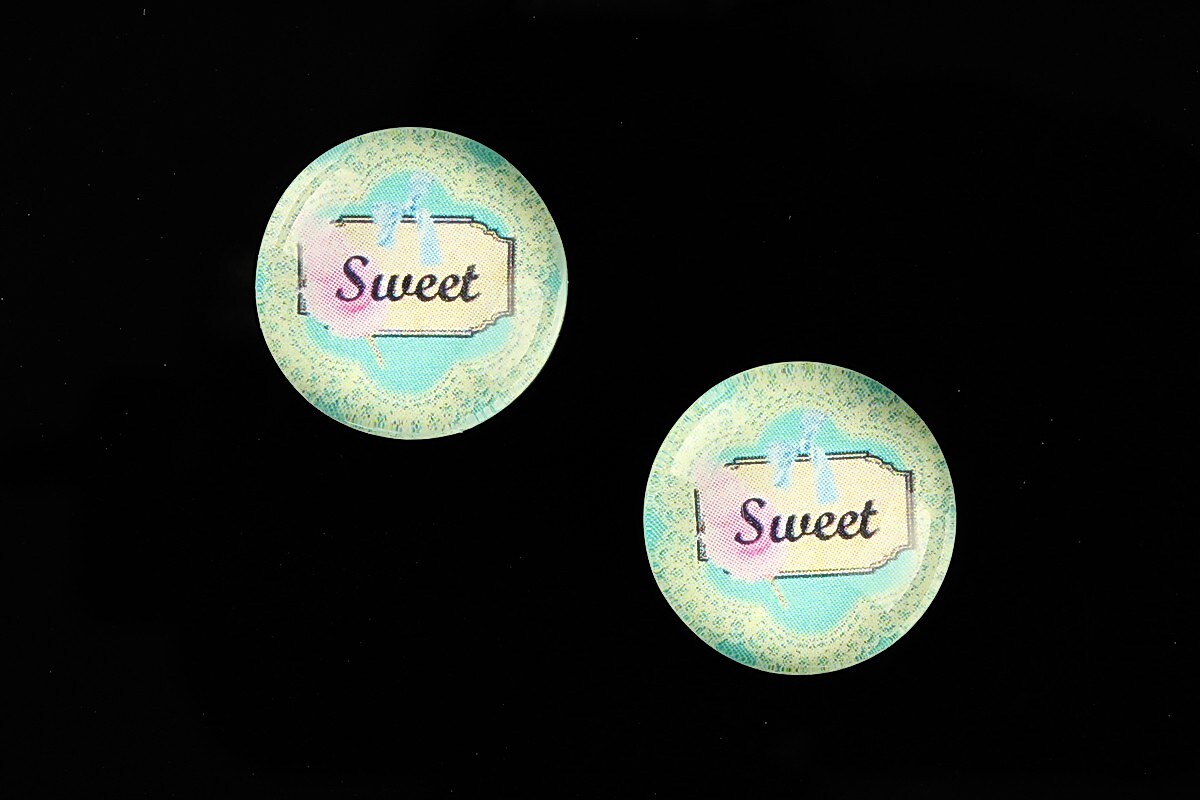 Cabochon sticla 18mm "Blue Chic" cod 691