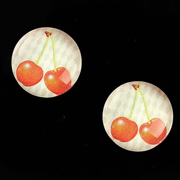 Cabochon sticla 18mm "Sweet as a Cherry" cod 692