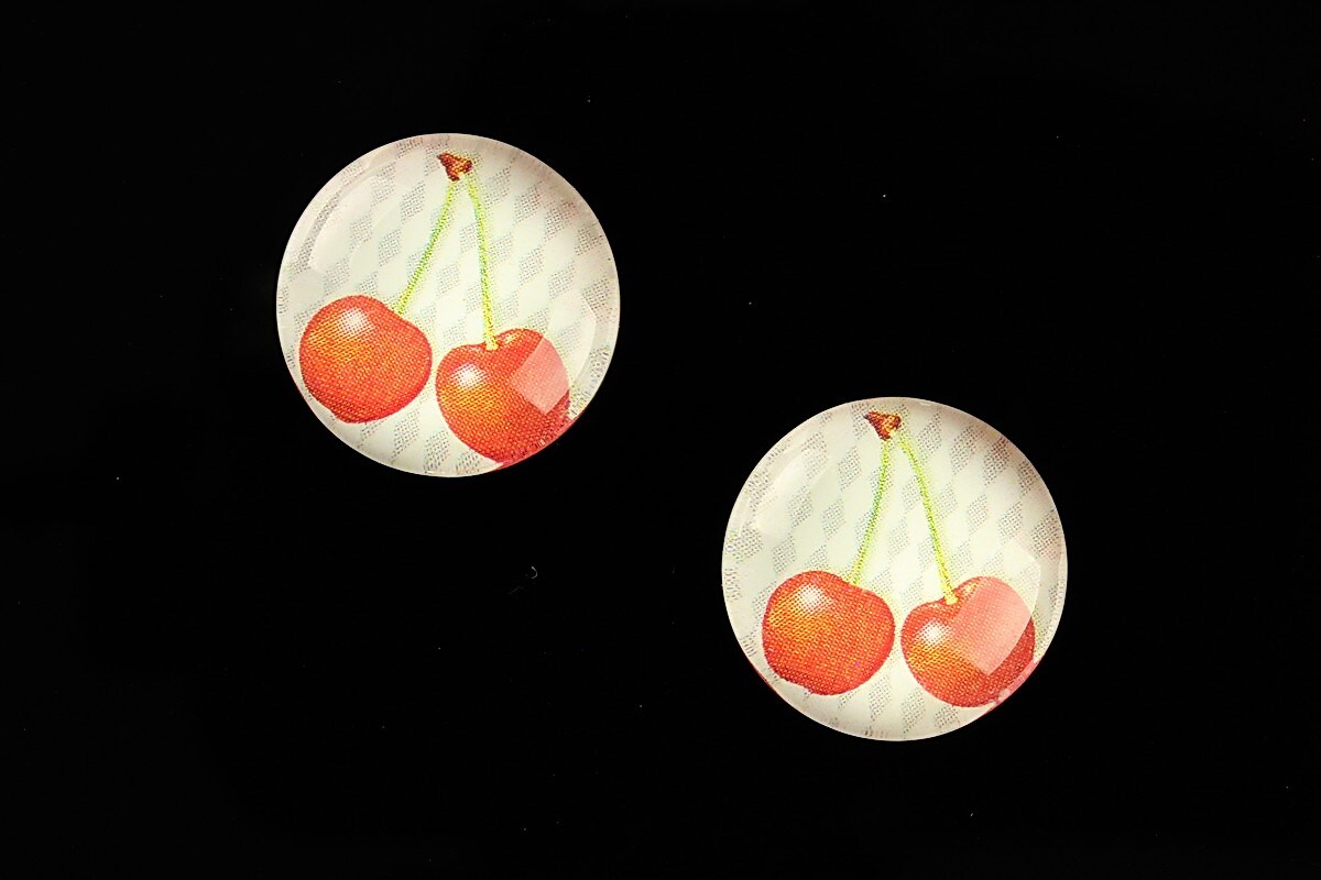 Cabochon sticla 18mm "Sweet as a Cherry" cod 692